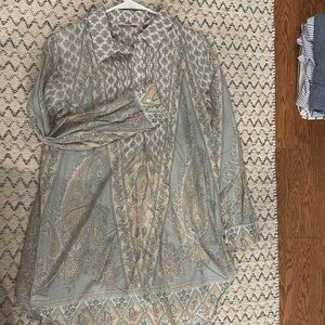 Soft Surroundings L Tabitha Long Sleeve Cotton Tunic Dress Pastel Colors